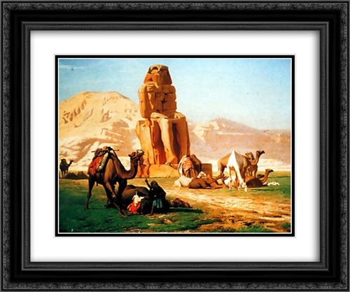 Memnon and Sesostris 24x20 Black Ornate Wood Framed Art Print Poster with Double Matting by Gerome, Jean Leon