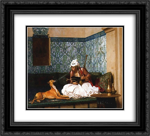 A Joke 22x20 Black Ornate Wood Framed Art Print Poster with Double Matting by Gerome, Jean Leon