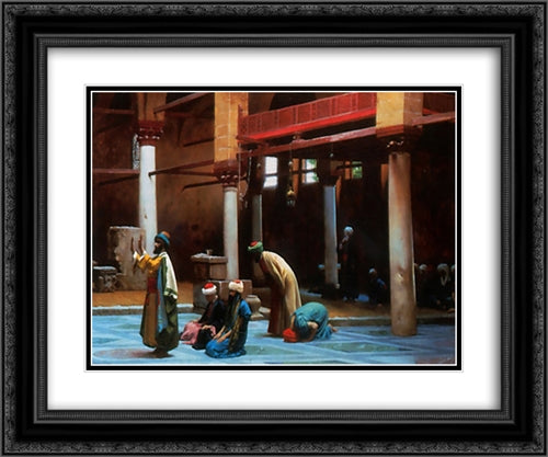 Prayer in the Mosque 24x20 Black Ornate Wood Framed Art Print Poster with Double Matting by Gerome, Jean Leon