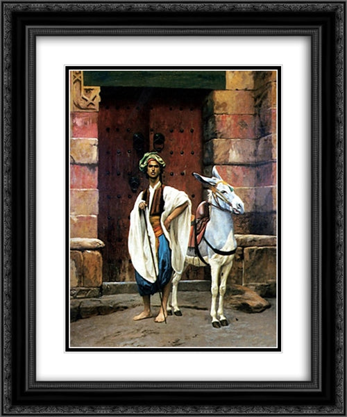 Sais and his Donkey 20x24 Black Ornate Wood Framed Art Print Poster with Double Matting by Gerome, Jean Leon