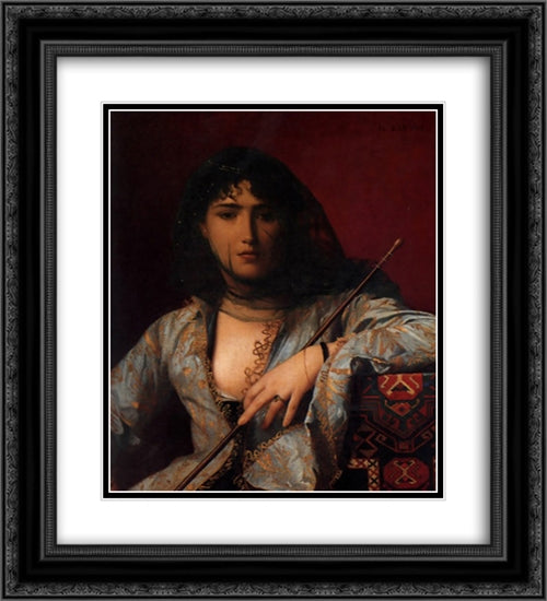 Femme Circassienne Voilee 20x22 Black Ornate Wood Framed Art Print Poster with Double Matting by Gerome, Jean Leon