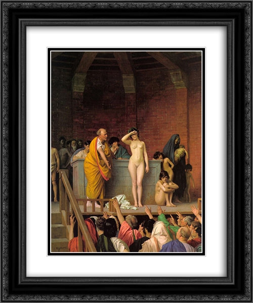 Slave Auction 20x24 Black Ornate Wood Framed Art Print Poster with Double Matting by Gerome, Jean Leon