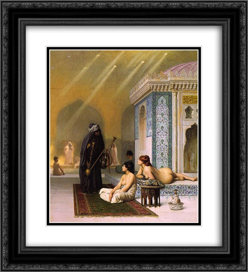 Harem Pool 20x22 Black Ornate Wood Framed Art Print Poster with Double Matting by Gerome, Jean Leon