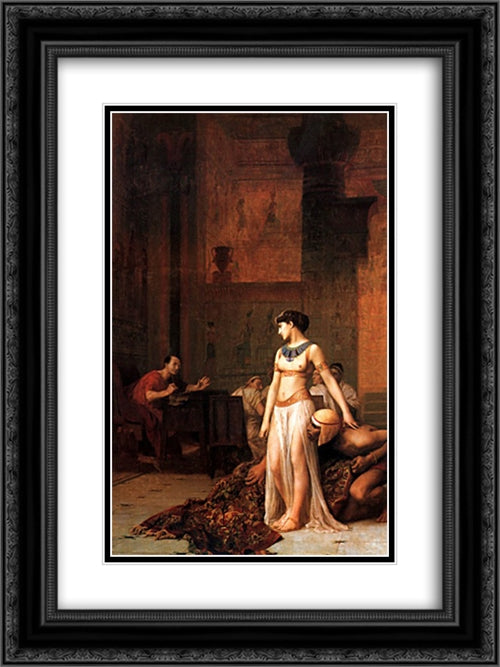 Cleopatra before Caesar 18x24 Black Ornate Wood Framed Art Print Poster with Double Matting by Gerome, Jean Leon