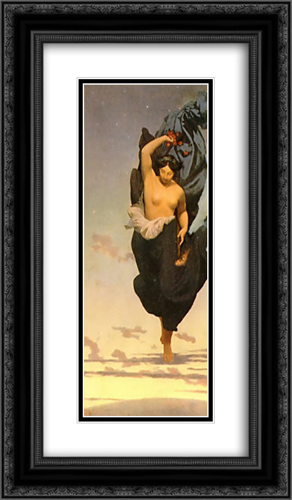 Night 14x24 Black Ornate Wood Framed Art Print Poster with Double Matting by Gerome, Jean Leon