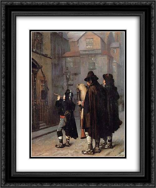 Pifferari 20x24 Black Ornate Wood Framed Art Print Poster with Double Matting by Gerome, Jean Leon