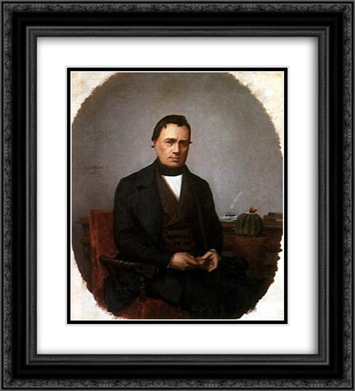 Portrait of a Cactus Collector 20x22 Black Ornate Wood Framed Art Print Poster with Double Matting by Gerome, Jean Leon