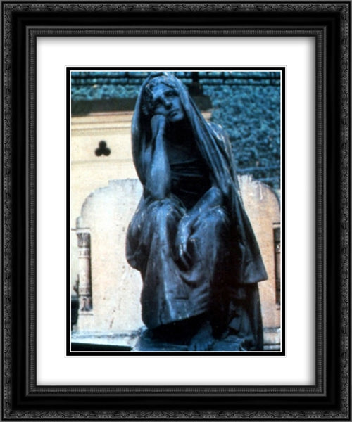 Sorrow 20x24 Black Ornate Wood Framed Art Print Poster with Double Matting by Gerome, Jean Leon