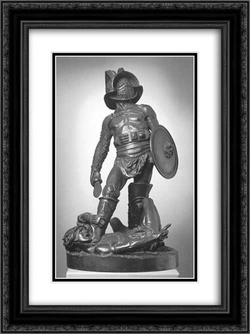 The Gladiators 18x24 Black Ornate Wood Framed Art Print Poster with Double Matting by Gerome, Jean Leon