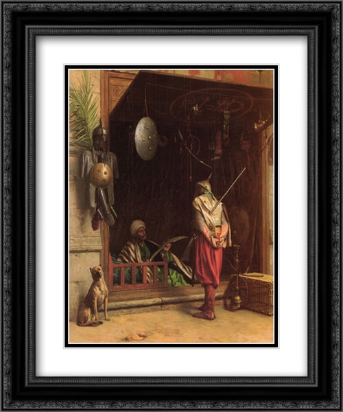 A Cairene Amorer 20x24 Black Ornate Wood Framed Art Print Poster with Double Matting by Gerome, Jean Leon