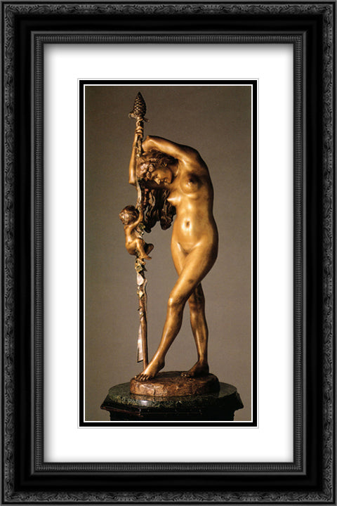 Bacchante and Cupid 16x24 Black Ornate Wood Framed Art Print Poster with Double Matting by Gerome, Jean Leon