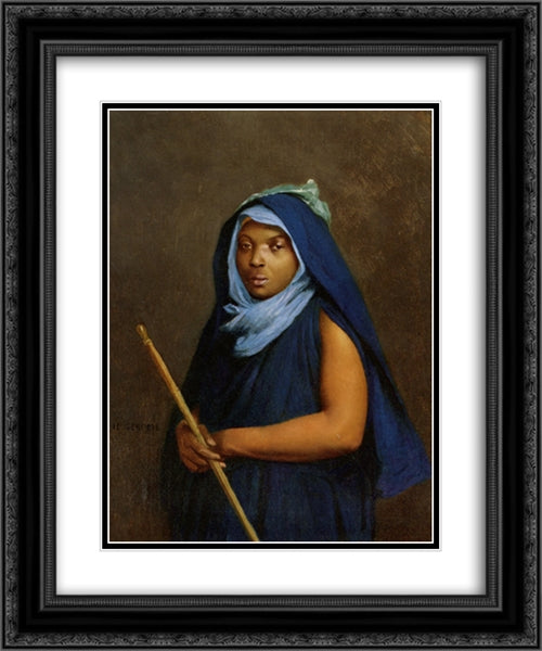 Moroccan Girl 20x24 Black Ornate Wood Framed Art Print Poster with Double Matting by Gerome, Jean Leon