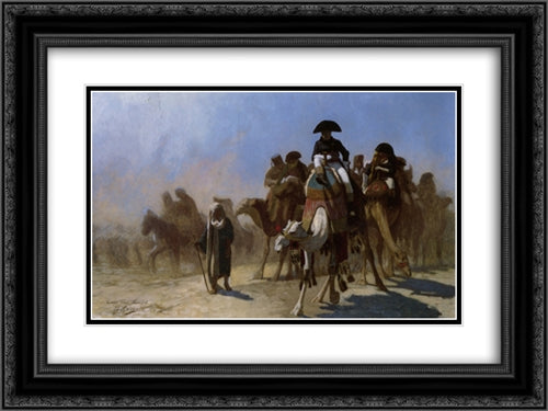 Napoleon and his General Staff 24x18 Black Ornate Wood Framed Art Print Poster with Double Matting by Gerome, Jean Leon