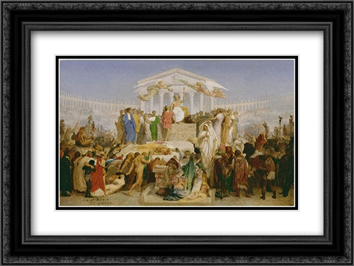 Study for the Age of Augustus, Birth of Christ 24x18 Black Ornate Wood Framed Art Print Poster with Double Matting by Gerome, Jean Leon