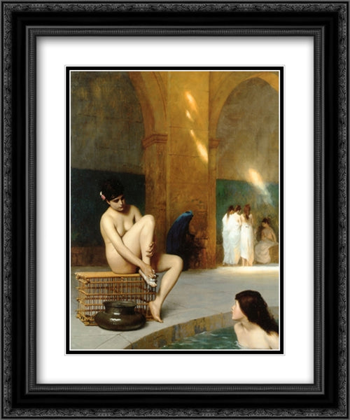 Nude Woman 20x24 Black Ornate Wood Framed Art Print Poster with Double Matting by Gerome, Jean Leon