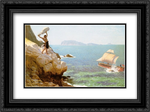 Polyphemus 24x18 Black Ornate Wood Framed Art Print Poster with Double Matting by Gerome, Jean Leon