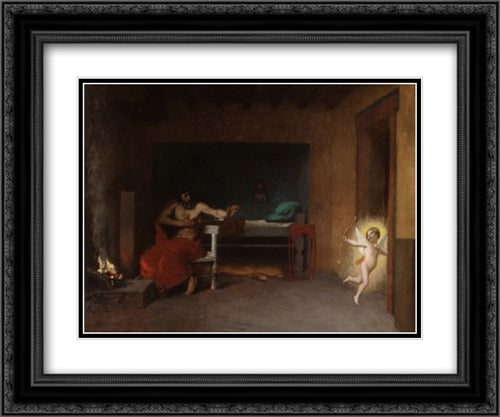 Anacreon 3 (Cupid takes flight) 24x20 Black Ornate Wood Framed Art Print Poster with Double Matting by Gerome, Jean Leon