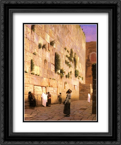 Solomon's Wall Jerusalem 20x24 Black Ornate Wood Framed Art Print Poster with Double Matting by Gerome, Jean Leon