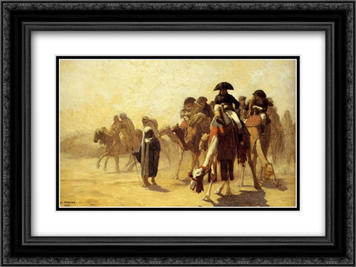 General Bonaparte With His Military Staff In Egypt 24x18 Black Ornate Wood Framed Art Print Poster with Double Matting by Gerome, Jean Leon