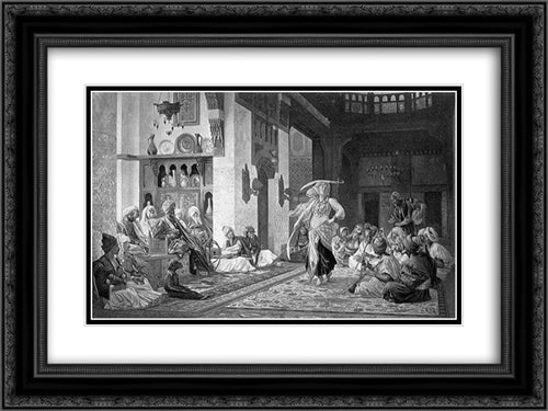 Saber Dance 24x18 Black Ornate Wood Framed Art Print Poster with Double Matting by Gerome, Jean Leon