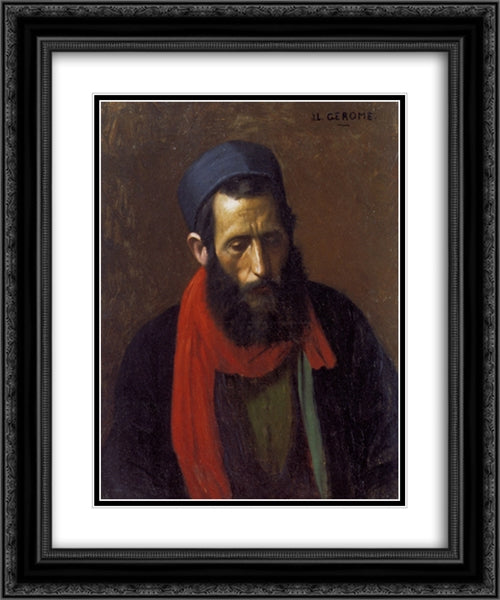 Portrait D'Un Juif 20x24 Black Ornate Wood Framed Art Print Poster with Double Matting by Gerome, Jean Leon