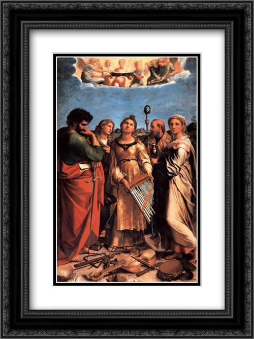 The Saint Cecilia Altarpiece 18x24 Black Ornate Wood Framed Art Print Poster with Double Matting by Raphael