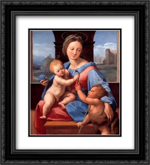 The Garvagh Madonna 20x22 Black Ornate Wood Framed Art Print Poster with Double Matting by Raphael