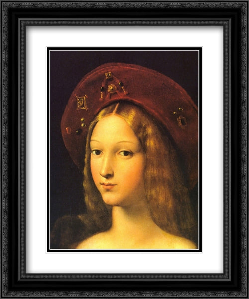 Joanna of Aragon [detail] 20x24 Black Ornate Wood Framed Art Print Poster with Double Matting by Raphael