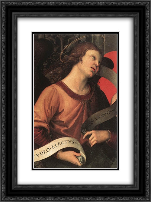 Angel (fragment of the Baronci Altarpiece) 18x24 Black Ornate Wood Framed Art Print Poster with Double Matting by Raphael