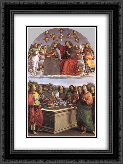 The Crowning of the Virgin (Oddi altar) 18x24 Black Ornate Wood Framed Art Print Poster with Double Matting by Raphael