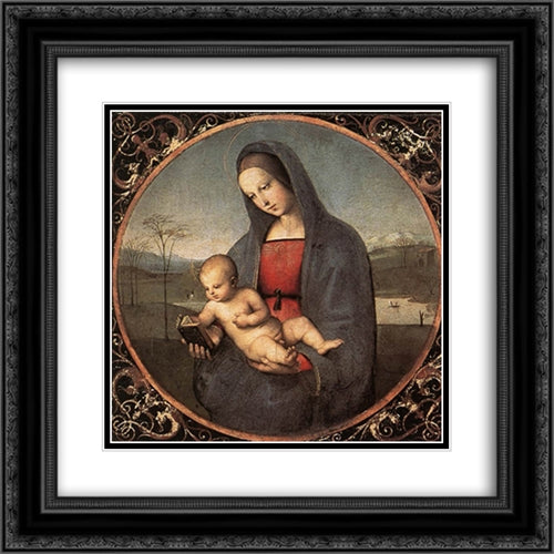 Madonna with the Book 20x20 Black Ornate Wood Framed Art Print Poster with Double Matting by Raphael
