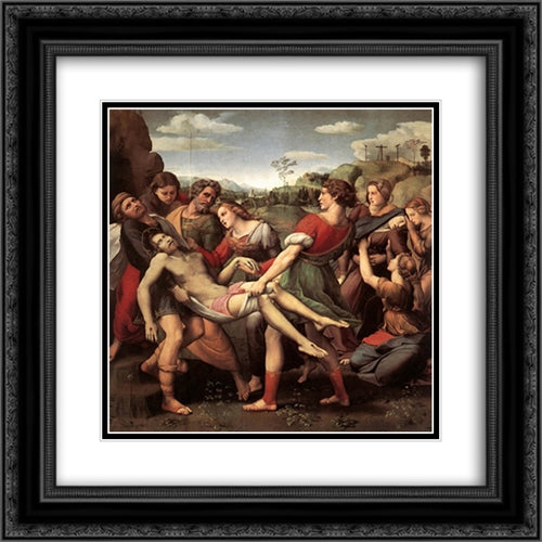 The Entombment 20x20 Black Ornate Wood Framed Art Print Poster with Double Matting by Raphael