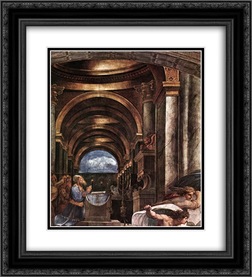 The Expulsion of Heliodorus from the Temple [detail: 2] 20x22 Black Ornate Wood Framed Art Print Poster with Double Matting by Raphael