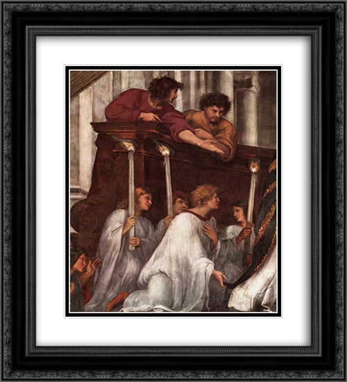 The Mass at Bolsena [detail: 1] 20x22 Black Ornate Wood Framed Art Print Poster with Double Matting by Raphael