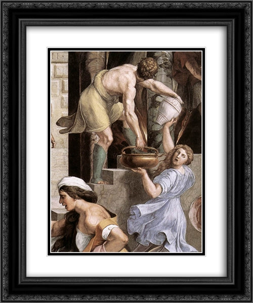 The Fire in the Borgo [detail: 2] 20x24 Black Ornate Wood Framed Art Print Poster with Double Matting by Raphael