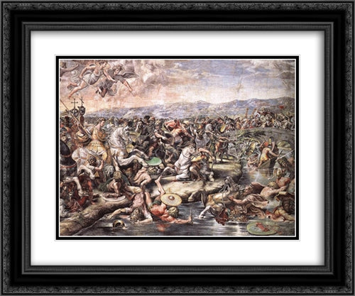 The Battle at Pons Milvius [detail: 1] 24x20 Black Ornate Wood Framed Art Print Poster with Double Matting by Raphael