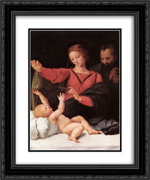 Madonna of Loreto 20x24 Black Ornate Wood Framed Art Print Poster with Double Matting by Raphael