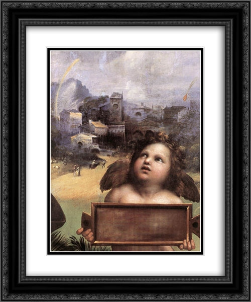 The Madonna of Foligno [detail: 1] 20x24 Black Ornate Wood Framed Art Print Poster with Double Matting by Raphael