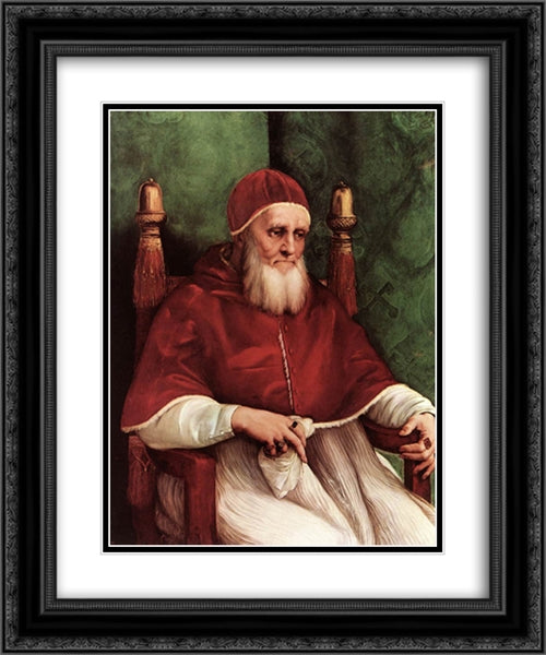 Portrait of Julius II 20x24 Black Ornate Wood Framed Art Print Poster with Double Matting by Raphael