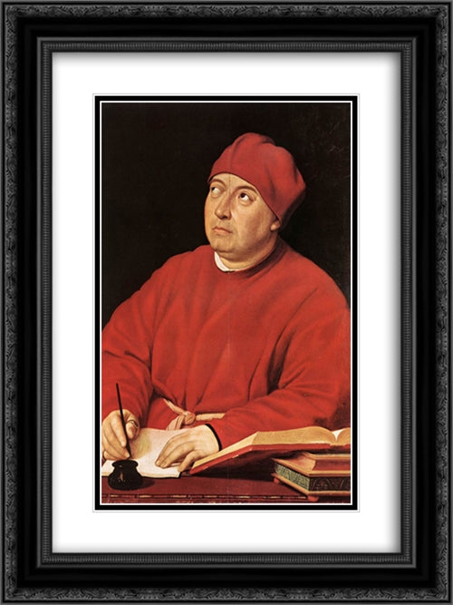 Cardinal Tommaso Inghirami 18x24 Black Ornate Wood Framed Art Print Poster with Double Matting by Raphael