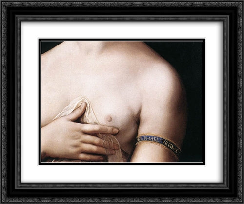 Portrait of a Young Woman [detail: 1] 24x20 Black Ornate Wood Framed Art Print Poster with Double Matting by Raphael