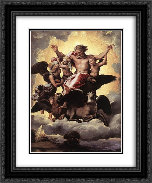 The Vision of Ezekiel 20x24 Black Ornate Wood Framed Art Print Poster with Double Matting by Raphael