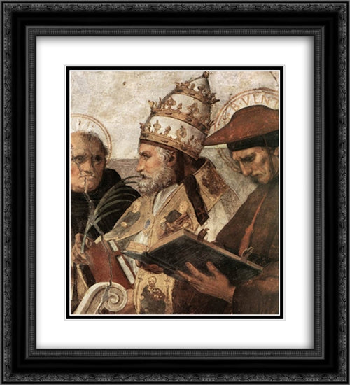 Disputation of the Holy Sacrament (La Disputa) [detail: 8] 20x22 Black Ornate Wood Framed Art Print Poster with Double Matting by Raphael