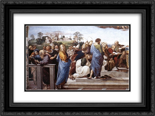 Disputation of the Holy Sacrament (La Disputa) [detail: 11] 24x18 Black Ornate Wood Framed Art Print Poster with Double Matting by Raphael