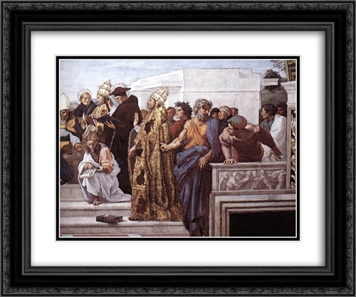 Disputation of the Holy Sacrament (La Disputa) [detail: 13] 24x20 Black Ornate Wood Framed Art Print Poster with Double Matting by Raphael