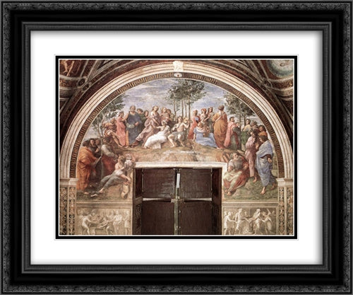 The Parnassus 24x20 Black Ornate Wood Framed Art Print Poster with Double Matting by Raphael