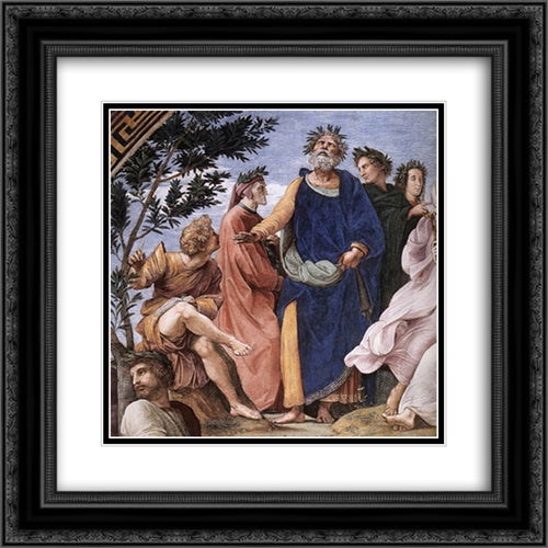 The Parnassus [detail: 2] 20x20 Black Ornate Wood Framed Art Print Poster with Double Matting by Raphael