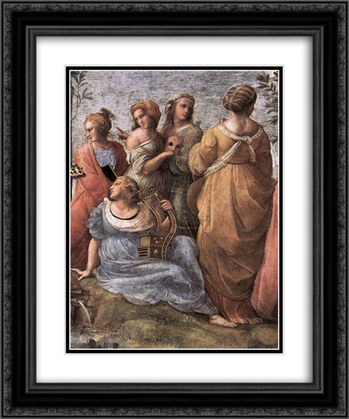 The Parnassus [detail: 3] 20x24 Black Ornate Wood Framed Art Print Poster with Double Matting by Raphael