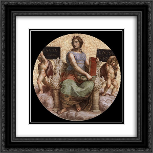 The Stanza della Segnatura Ceiling: Philosophy 20x20 Black Ornate Wood Framed Art Print Poster with Double Matting by Raphael