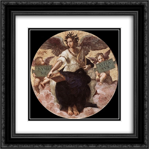 The Stanza della Segnatura Ceiling: Poetry 20x20 Black Ornate Wood Framed Art Print Poster with Double Matting by Raphael